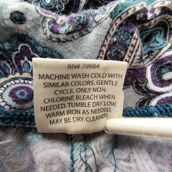 Soma Pajama Set Large Paisley Green Blue Stretch Pockets Lounge Cozy Holiday - Picture 13 of 16